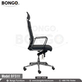 A black office chair with a chrome base and armrests, labeled as 'BFS111' and 'Model BFS11'.
